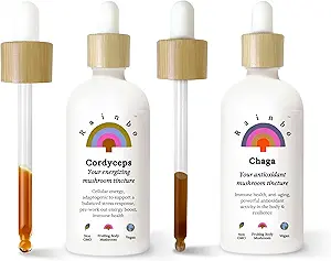 Rainbo Libido Bundle, Cordyceps Mushroom Extract + Chaga Mushroom Tincture, Dual Extract Daily Mushroom Zunder für umfassende Immununterstützung, Vegan Liquid Mushroom Supplements