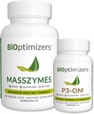 BiOptimizers - P3-OM und MassZymes Bundle - Premium Digestive Enzyme und Probiotika für Frauen und Männer - Doctor-Formuliert (120 MassZymes Kapseln, 60 P3-OM Kapseln)