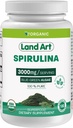 Land Art Certified Organic Spirulina - 180 Kapseln - Superfood- reich an Mineralien, Vitaminen und Proteinen - Vegan