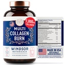 Thermogenic Multi Collagen Burn Capsules - Hydrolysed Multi Collagen Complex Types I, II, III, V, X, Marine Collagen, Hyaluronsäure - Beauty and Anti-Aging Supplement für Damen und Herren - 90 Pillen