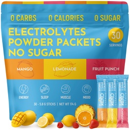 Keto Vitals Original Elektrolyte Pulver-Packets | Keto Friendly Elektrolyt Hydration Packs | Sugar Free Electrolytes | Energy Drink Mix | Zero Calorie Zero Carb (Original Assorted, 30 Count)