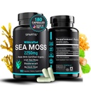 Certified Organic Sea Moss Capsules 2250mg Wildcrafted Irish Sea Moss Burdock Root Bladderwrack Supplement Raw Seamoss Pills & Powder (Pack von 1 bei 180-Caps)