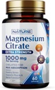 Magnesium Citrate 1000mg - Max Absorption & Hohe Potenz Magnesium Complex Ergänzung für Herz, Muskel, Nerve, Knochen Gesundheit & Stress - Non-GMO, Glutenfrei - 60 Vegan Kapseln