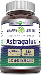 Erstaunliche Formeln Astragalus 2000 mg Pro Servierkapseln Ergänzung | Hergestellt aus reinem Astragalus Membranaceus Pflanzenwurzelextrakt | Non-GMO | Glutenfrei (250 Zähler)