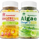 LILICARE Sugar Free Omega 3 Fatty Acid 2000mg mit 640mg DHA & 290mg EPA, Multivitamin, CoQ10, Astaxanthin + Ginger gefüllte Gummis für Übelkeit - Stomach Relief - Ultra Absorption für Verdauungsunterstützung