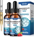 (2 Pack) Magnesium Citrat flüssige Magnesium Tropfen Supplement 500mg-Support Stress Relief, Knochen, Muskel, Stimmung, Schlaf-4 Fl Oz, Vegan, Himbeer Geschmack