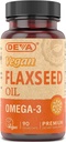 Deva Vegan Vitamine Flax Seed Oil, 500 MG, Vegan, 90 Vcap (4 Packung)
