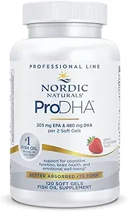 Nordic Naturals ProDHA, Erdbeere - 120 Weichgele - 830 mg Omega-3 - High-Intensity DHA Formel für neurologische Gesundheit, Stimmung & Gedächtnis - Non-GMO - 60 Servietten