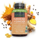Viva Naturals Organic Turmeric und Ginger Ergänzungen mit schwarzem Pfeffer Extrakt für Joint Support -1450 mg pro Servieren Tumeric Ginger Pillen mit 150 mg Turmeric Standardisiert zu 95% Curcuminoids