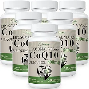 Liposomal CoQ10 800mg Ubiquinol Softgel, Max Absorption Ubiquinol Coenzym Q10, Ubiquinol CoQ10 Ergänzung für Antioxidans, Herzfunktion & Energieproduktion, Pure CoQ10 800mg, 360 Vegan Softgels