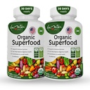 Bio Superfood Greens Fruits and Veggies Complex - Nahrungsergänzung mit 14 Greens &14 Gemüse mit Alfalfa Rich in Antioxidantien Organic Ingredients Non-GMO (120 Count Pack von 2)