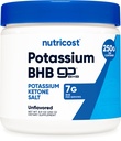 Nutricost Potassium BHB Salts, Exogene Ketone Supplement, 6.4g Beta-Hydroxybutyrat pro Servierung, 250 Gramm