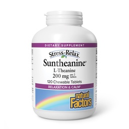 Natürliche Faktoren Suntheanine L-Theanine 100 mg - Health Supplement for Calm Outlook - L-Theanine Supplement unterstützt entspannende Schlaf & Aids gegen Drowsiness - 120 Kaubare Tabletten (60 Servietten)