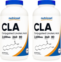 Nutricost CLA (Conjugated Linoleic Acid) 2400mg, 240 Softgels - Glutenfrei, Non-GMO, 800mg Per Softgel (2 Flaschen)