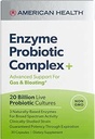 AMERICAN HEALTH Enzyme Probiotic Complex Plus, 20 Milliarden Mikroorganismen - Klinisch untersuchte Straße - Fortgeschrittene Unterstützung für Gas & Bloating* - Non-GMO - 30 Kapseln, 30 Gesamt Servietten