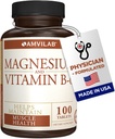 Magnesium und Vitamin B6 - Hilft Pflege Muskel-Gesundheit - unterstützt Gehirn-Gesundheit & Nerven-Funktion - Hilft tägliche Vitalität & Schlaf-Qualität - Erholungs-Boost - Nahrungsergänzung - 100 Tabletten