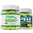 Vegan Omega 3 Gummie 1000mg mit Vegan Multivitamin für Frauen Männer mit Eisen, Vitamin B12, A, D3, K2, Algae Omega 3, Magnesium, Zink