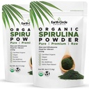Earth Circle Organics Spirulina Powder, Kosher, Raw and Non-Irradiated | Pure Vegan Protein | Premium Superfood, High in Aminosäuren und Antioxidantien - 4 Unze (2 Packungen)