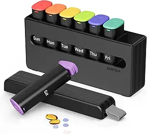Wöchentliche Pille Organizer 2 Mal am Tag - Am Pm Pille Box 7 Tage, Große zweimal Medizin Pille Fall für tägliche Medikamente, Vitamine, Fischöle, Ergänzungen Portable Week Pill Holder Container, Opaque Black