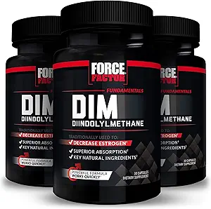 FORCE FACTOR DIM, 3-Pack, Pillen zu reduzieren Estrogen in Männer, Diindolylmethan-Ergänzung mit Key Natural Ingredients und Superior Absorption, Diindolylmethan 300mg, arbeitet schnell, 90 Kapseln