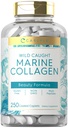 Carlyle Marine Collagen für Haar Haut und Nägel | 250 Caplets | Peptide für Frauen und Männer | Typ I mit Calcium | Non-GMO & Gluten Kostenlos