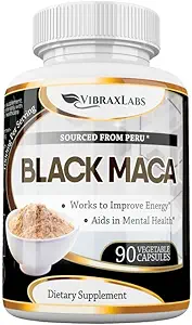 Black Maca Root Powder Kapseln für Männer & Frauen – 100% Wildcrafted Peruvian Gelatinized 1000mg, Unterstützt gesunde Energie & Performance, hohe Potenz & Absorption, Non GMO, 90 Kapseln, Made in USA