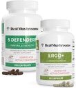 Echte Pilze Ergothioneine (60ct) und 5 Verteidiger (200ct) Bundle - mit Türkei Tail, Shiitake, Reishi, Chaga, Maitake, Oyster - Natürliche Langlebigkeit und Immunstärke - Vegan, Glutenfrei, Non-GMO