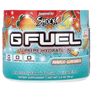 G Fuel Mango Lemonade Supreme Hydration, Elektrolyt-Pulver-Mischung für Energie & Fokus, Zucker und Koffein Kostenlose Ergänzung mit essentiellen Vitaminen & Minerals, Mango Lemonade Flavor, 3.4 oz - 30 Servierungen