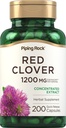 Piping Rock Red Clover 1200mg | 200 Kapseln | Kräuterergänzung | Blütenextrakt | Non-GMO, Glutenfrei
