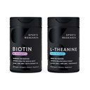 Sportforschung Vegan Biotin 10.000mcg mit Kokosöl Max Strength Vitamin B7 120 Softgels (4 Month Supply) und Double Strength L-Theanine Supplement für Fokus, Relaxation & Alertness 200mg 60 Count