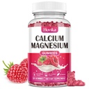 Calcium Magnesium Zink-Gummien, Calcium Magnesium 2:1 Ratio mit Vitamin D3, K2, B6, B12 für Knochenstärke, Muskelfunktion & Nerve Gesundheit, extra Absorption Formel, Vegan, Raspberry Flavor 60 Gummis