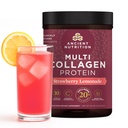 Antike Ernährung Hydrolysiertes Collagen Peptides Pulver mit Probiotika, Erdbeer-Lemonade Multi Collagen Protein für Frauen und Männer mit Vitamin C, 45 Servierungen, unterstützt Haut und Nägel, Gut Health, 18
