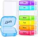AUVON Extra große wöchentliche Pille Organizer, Portable Separate Pille Box 7 Tage Slots Fit Pocket & Purse, Pille Case mit Dual Protection für Reisen, Pille Container für große Vitamine, Fischöle, Beilagen