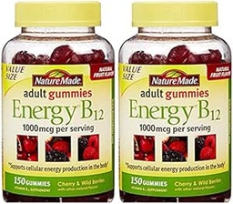 Nature Made Energy B12 Erwachsene Gummis 1000 mcg pro Servierung 150 Ct (Pack mit 2)
