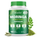 Moringa Kapseln | 800mg reine Moringa Pulver Kapseln – Unterstützt Energie, Haut und Gut Gesundheit, Immunsystem – Grüne Superfood mit Vitaminen & Aminosäuren (90 Caps)