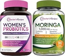 Promotionen Frauen Probiotics & Organic Moringa Bundle, GI und Frauen Gesundheit, Natürliche Antioxidantien Unterstützung, keine Gluten, Pro (60 Kapseln) & Moringa (90 Kapseln)