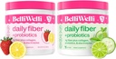 Belli Welli Daily Fiber Supplement Duo - Strawberry Lemonade & Cucumber Lime Mint - mit Collagen, Probiotics & Elektrolyten - Refreshing Flavors für Balanced Wellness - 32 Gesamt Servietten