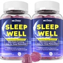 Melatonin Free Sleep Gummies mit Magnesium Glycinate, GABA, 5-HTP, L-Theanin, Valerian, Kamille, Zitronenbalsam, Vitamin D3 & B6 - Hormone & Drug-frei, Non-Habit Forming,2 Pack