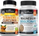 Kurkuma Curcumin mit schwarzem Pfeffer Extrakt 1500mg Komplex (1 Monat Versorgung) Plus Hohe Absorption Magnesium Bisglycinat Kapseln (2 Monat Versorgung)
