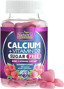 Kalzium-Ergänzungsgummis - Zuckerfreies Kalzium-Gummy mit 400 IU Vitamin D3 für beste Absorption - Unterstützt Immungesundheit, Knochen & Zähne - Nature's Calcium Chews für Damen und Herren - 120 Gummis
