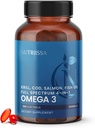 Nutriissa Full Spectrum Omega-3 – 2000 mg Ölmischung (Krill, Cod & Lachsöl) – 1175 mg Omega-3s (EPA, DHA & DPA) – EPEB zertifiziert, 3-Monats-Versorgung – Herz, Gehirn & Gelenkunterstützung – 180 Halal Softgels