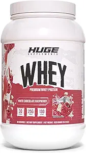 Riesige Whey, Protein-Pulver für Muskelaufbau, 25g Protein, 12g EAAs, unterstützt Muskelwachstum, Performance & Recovery (Weiße Schokolade Himbeere, 30 Portionen)