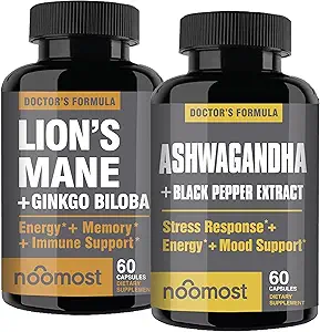 NooMost Lions Mane und Ashwagandha mit Gingko Biloba und schwarzem Pfeffer