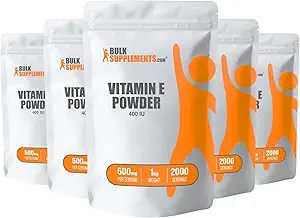 BulkSupplements.com Vitamin E 400 IU Pulver - als D-Alpha Tocopherol, Nahrungsergänzungsmittel - Glutenfrei, 500mg pro Servierung, 5kg (11 lbs) (Pack mit 5)