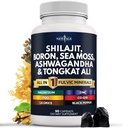 NEU AGE Shilajit Ergänzung mit Sea Moss, Ashwagandha, Tongkat Ali, Boron, Magnesium - Fulvic Säure Kapseln für Herren - 90 Zähler