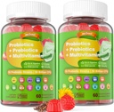 Vegan Probiotics Gummie für Damen und Herren - Fiber Prebiotics Supplements | 50 Billion CFUs Probiotics, Inulin, Psyllium Husk & Multivitamin für Gut, Verdauung & Immune Health,2 Pack