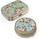 Pille Case Pille Box mit Spiegel Retro kleine Pille Fall für Geldbörse oder Tasche Bronze Pille Box oder Vitamine, Fischöl, Ergänzungen, Pille Enthalten Reise-Geschenk(2PCS)