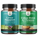 Bundle of Liver Cleanse Detox & Repair Complex und Colon Cleanser & Detox - Herbal Liver Support Supplement mit Silymarin Milk - Lactobacillus Acidophilus Probiotic Supplement Body Cleanse