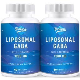 Liposomal GABA mit L-Theanine 1200mg - 2 Pack High Bioavailable GABA Supplements,120 Kapseln für Erwachsene