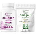 Micro Ingredients Multi Collagen Complex & Vegan Omega 3 Algae Öl Supplement Bundle 2 Pack | Gras-Fed Collagen Peptide | Omega-3 Full Spectrum Alternative zu Fischöl